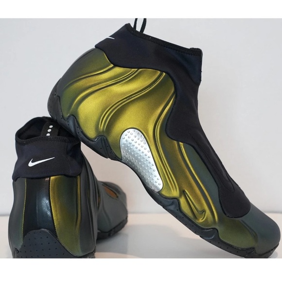NIKE Air Flightposite Metallic Gold Green-Goblin Sneakers NEW - Picture 1 of 16